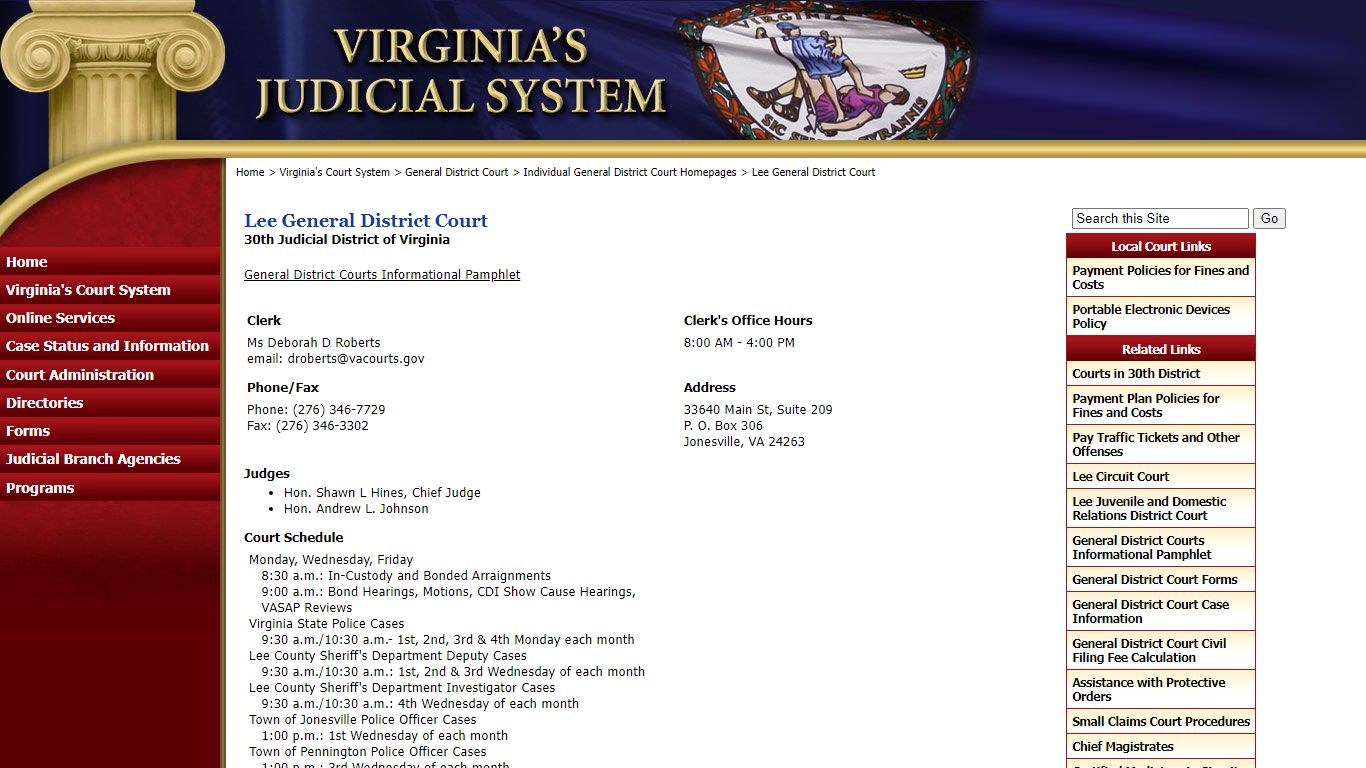 Lee General District Court - Judiciary of Virginia
